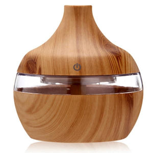 saengQ Electric Humidifier Essential Aroma Oil Diffuser Ultrasonic Wood Grain Air Humidifier USB Mini Mist Maker LED Light For - Light wood grain Find Epic Store