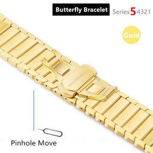 Link Bracelet for Apple Watch band 44mm 40mm iWatch 42mm 38mm Stainless Steel Gen.6th strap for Apple watch series 6 5 4 3 2 se - 200000127 United States / Butterfly Bracelet-G / For 38mm and 40mm Find Epic Store