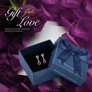 Jewelry Pink Crystals Rose Flower & Teardrop Statement Earrings - 200000168 Purple in box / United States Find Epic Store