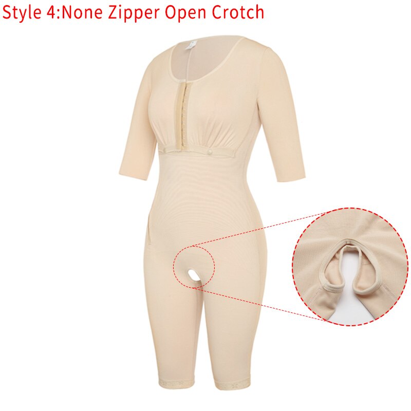 Women Powernet Full Body Shaper Post-Surgery Bodysuit Waist Trainer Corset Slimming Thigh Shapewear Tummy Control Arm shaper - 31205 Beige(Open Crotch) / S / United States Find Epic Store