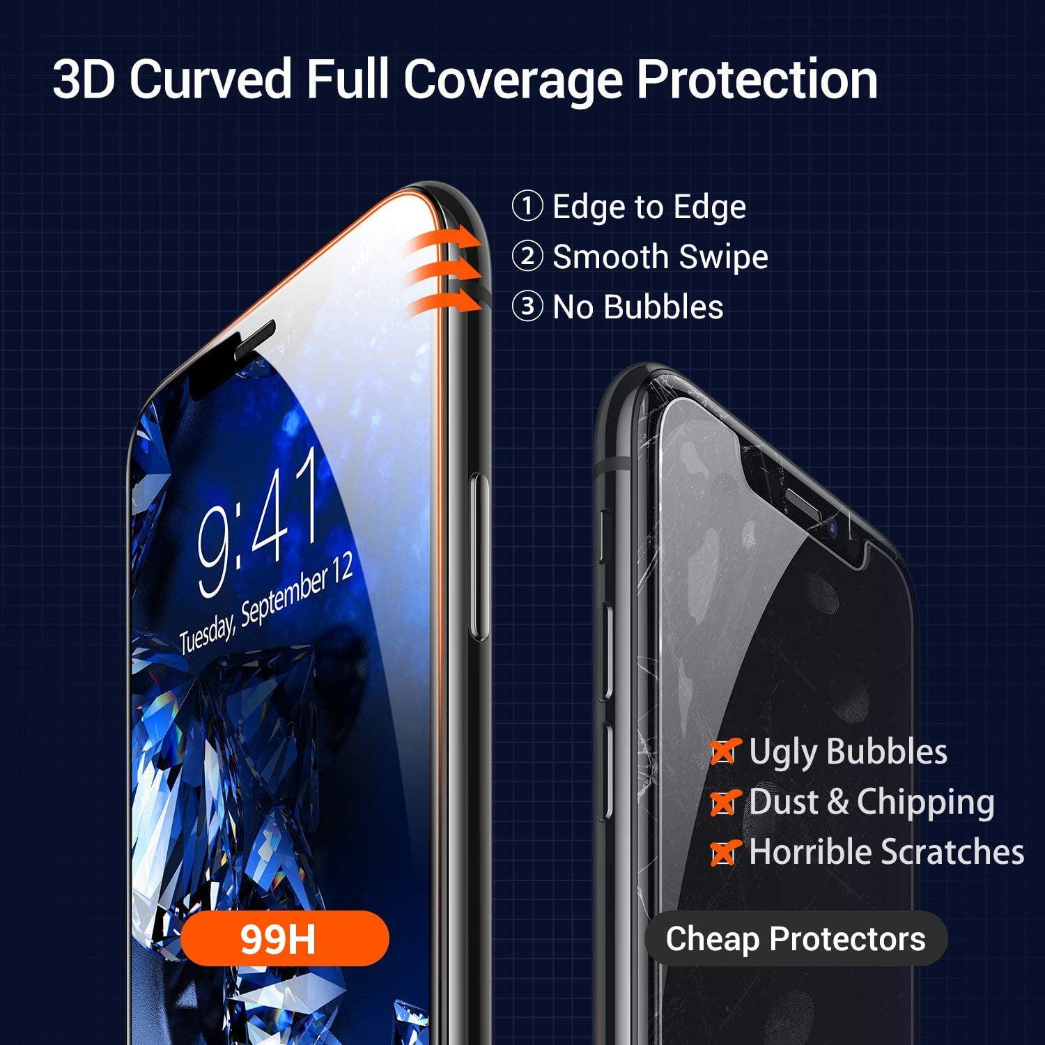 Diamonds Hard for iPhone 11 XR X XS Pro Max Screen Protector, Clear Tempered Glass Screen Protector Film for iPhone 6 6S 7 8 - 200002107 Find Epic Store