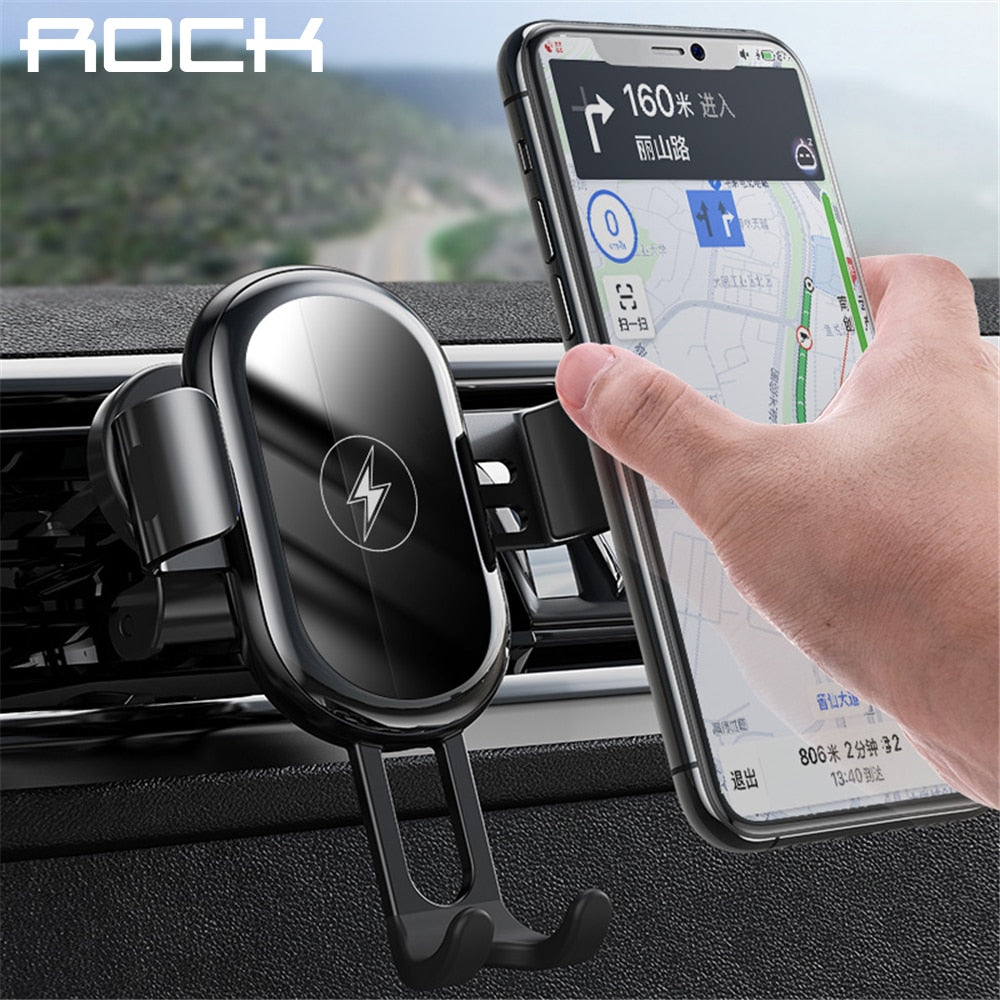15W Qi Wireless Charger Car Holder ,ROCK for iPhone 12 Pro Samsung Xiaomi Intelligent Infrared Air Vent Mount Car Phone Holder - 200001378 Find Epic Store