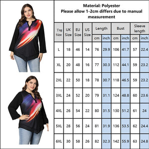 Plus Size Ladies Long Sleeve Gradient Print Splicing T-Shirt - 200000791 Find Epic Store