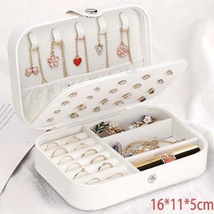 Newly Double Layer Jewelry Box Green Practical Earrings Necklaces Display High Quality PU Leather Jewelry Organizer For Women - 200001479 United States / White-1 Find Epic Store