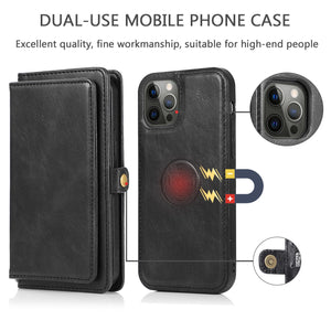 Black Color Wallet Case For iPhone 12 Pro Max Detachable Retro Leather Magnetic Flip Cover Case for iPhone 11 12 Pro Max X XR XS Max 8 7Plus - 380230 Find Epic Store