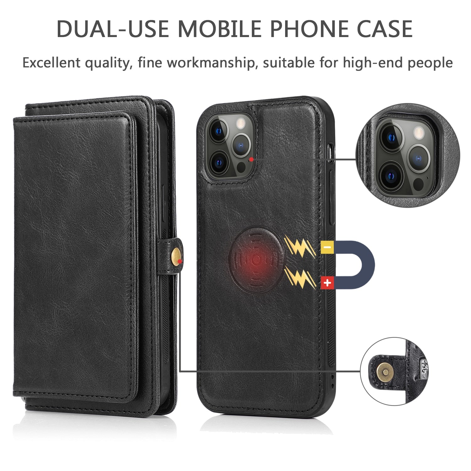 Red Wallet Case For iPhone 12 Pro Max Detachable Retro Leather Magnetic Flip Cover Case for iPhone 11 12 Pro Max X XR XS Max 8 7Plus - 380230 Find Epic Store