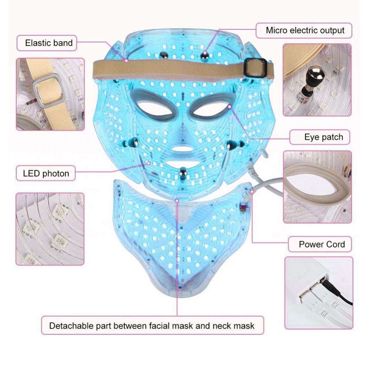 New Fashion 7 Colors Led Facial Mask Led Korean Photon Therapy Face Mask Machine Light Therapy Acne Mask Neck Beauty Led Mask - 200190144 Find Epic Store