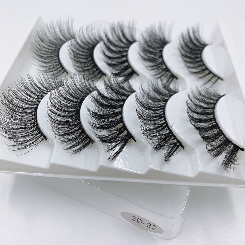 5 pairs 3d mink lashes handmade 3d lashes natural eye lashes makeup lashes extension - 200001197 Find Epic Store