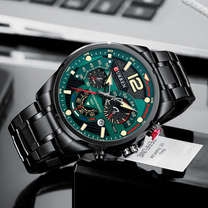 New Green Men's Watches Top Brand Luxury Stainless Steel Quartz Watch Men Sport Date Male Clock Waterproof Wristwatch - 0 Find Epic Store