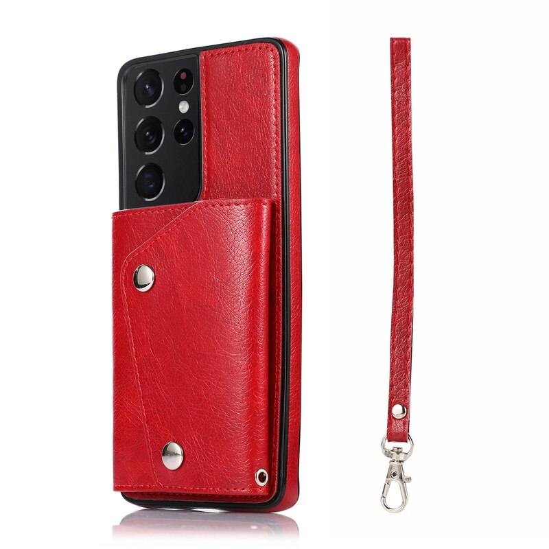 Red Leather Case for Samsung Galaxy S20 S21 Ultra Plus A71 A51 Note 20 10 Plus A70 A50 A20 A20e S9 S8 Plus S7 Edge Wallet Cover - 380230 For Samsung S21Ultra / Red / United States Find Epic Store