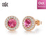 Fashionable Luxury Red Color Crystal Round Shape Stud Earrings - 200000171 Pink Gold / United States Find Epic Store