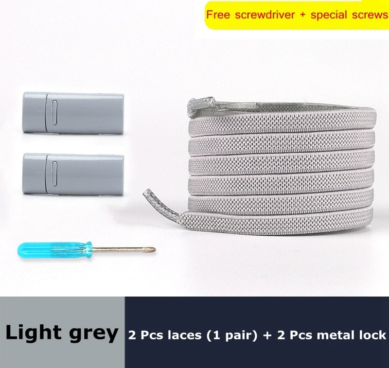 Magnetic Lock Elastic Shoelaces Flat Of Sneakers No tie Shoe Laces Metal locking Easy to put on and take off Lazy Shoelace - 3221015 Light grey / United States / 100cm Find Epic Store