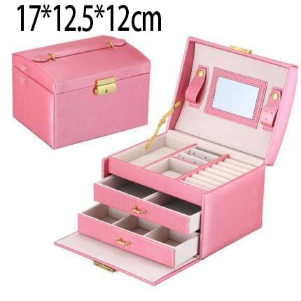 2021 New PU Leather Jewelry Storage Box Portable Double-Layer Packaging Box European-Style Multi-Function Winter Gift - 200001479 United States / Pink 06 Find Epic Store