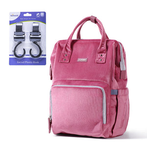 Baby Diaper Bag Backpack Mommy Travel Bag Stroller Organizer - Insulation Pockets, Back Safety Pocket,Stroller D-ring - 100001871 Pink with hooks / United States Find Epic Store