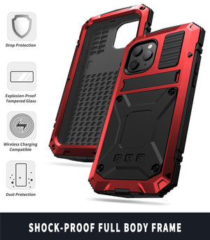 Metal Shockproof Kickstand Phone Case For iPhone 12 Pro Max XS Max XR Dustproof Tempered glass Cover For iPhone 12 Mini 11 Pro - 380230 Find Epic Store