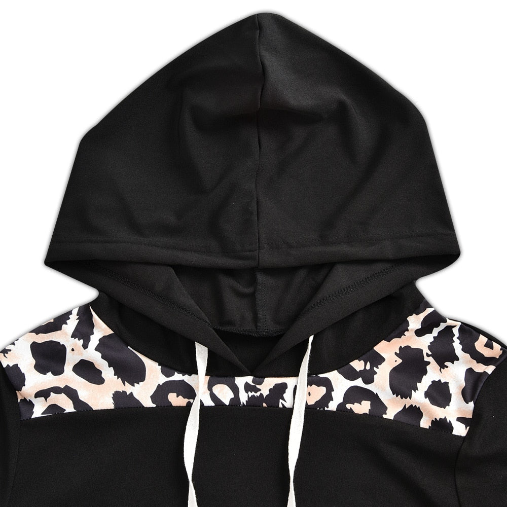 Matching Sets Plus Size Leopard Print Hoodies + Sweatpants Sexy Two Pieces Set - 201530602 Find Epic Store