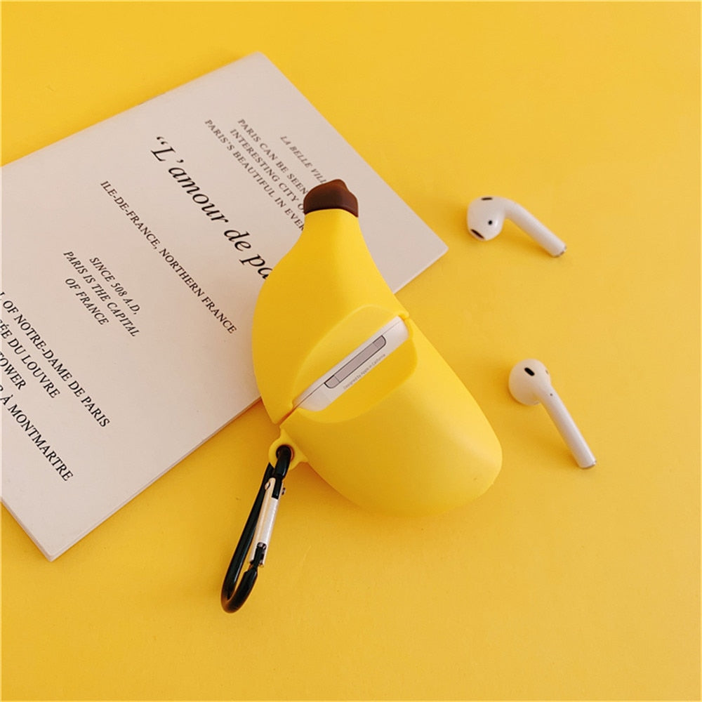 Case For AirPods Pro 2 1 Luxury 3D Cute Banana Airpod Earphone Protector Cover Accessories with Keychain For AirPods pro Case - 200001619 Find Epic Store