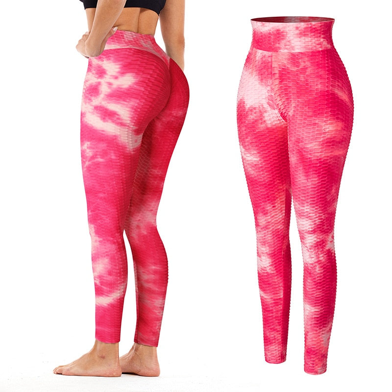 Tie Dye Fitness Legging Women High Waist Workout Leggings Seamless Butt Lifting Scrunch Stretch Legins Gym Sports Slim Pants - 200000865 Red-Pink / S / United States Find Epic Store