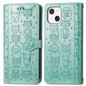For iPhone 13 Mini, iPhone 13 Max(2021) Wallet Case , Cat Dog PU Leather Folio Flip Cover Credit Card Holder Protective Book Case - 380230 for iPhone 13 / green / United States Find Epic Store