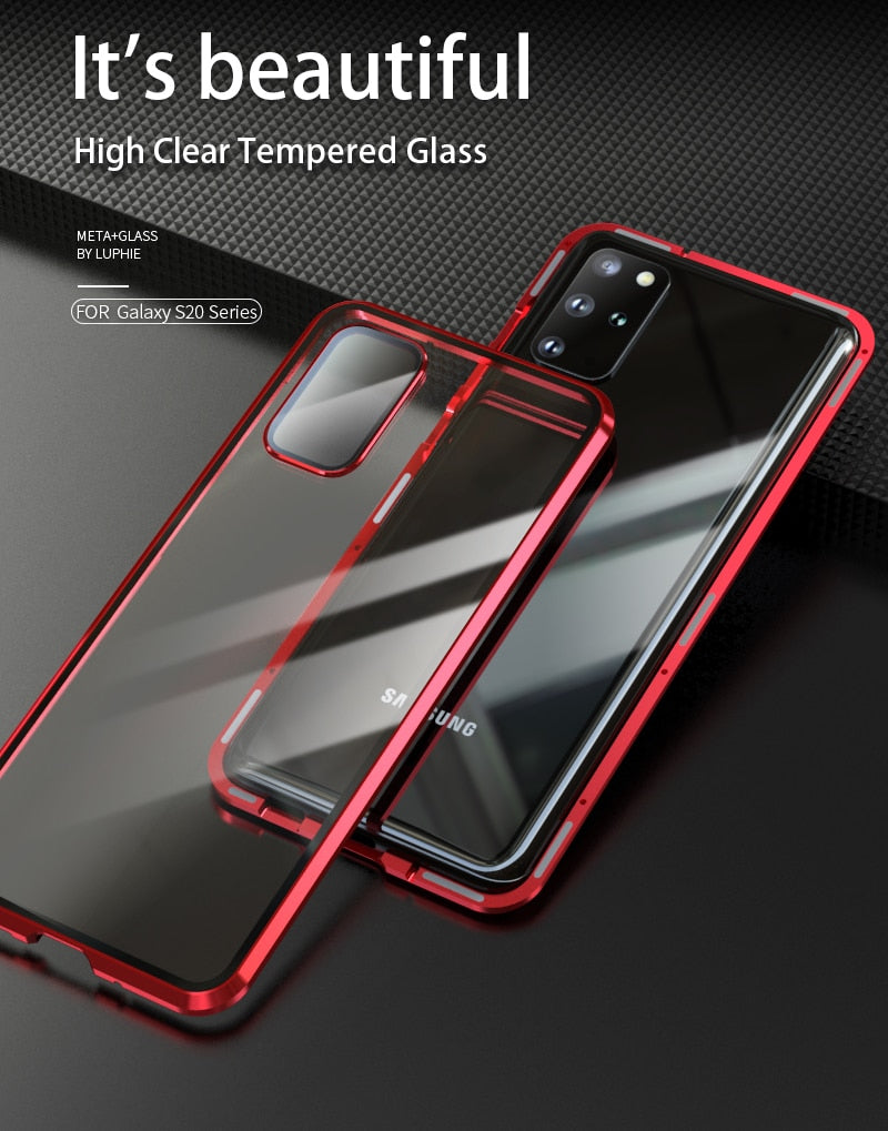 Luxury Magnetic Adsorption Back Cover for Samsung Galaxy S20 Ultra S20 Plus Tempered Glass Built-in Magnet Metal Bumper Case - 380230 Find Epic Store