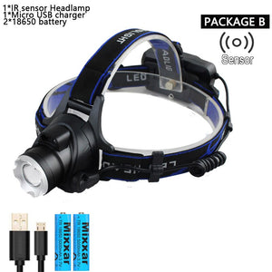 Body Motion IR Sensor head light T6/V6 LED Headlamp zoomable headlight Inductive bright head lamp camping/fishing headlight - 39050301 B / T6 / United States Find Epic Store
