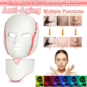 LED Facial Mask 7 Colors Light Skin Rejuvenation LED Mask Phototherapy Face Care Beauty Anti Acne Whitening Wrinkle Removal Mask - 200190144 Find Epic Store