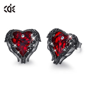 Angel Wings Heart Stud Earrings - 200000171 Red Black / US Find Epic Store