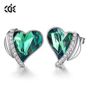 Red Heart Crystal Earrings Angel Wings - 200000171 Green / United States Find Epic Store