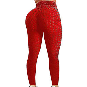 Women Ruched Butt Lift Leggings High Waist Yoga Pants Textured Scrunch Booty Workout Tights Running Fitness Leggings - 200000614 Red / S / United States Find Epic Store