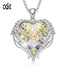 Women Silver Color Necklace Embellished with Crystals Necklace Angel Wings Heart Pendant Valentines Gift - 200000162 AB Color / United States / 40cm Find Epic Store