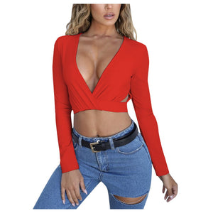 Sexy Deep V Tight Sleeve Short Top Shirt 2019 - 200000791 Red / S / United States Find Epic Store