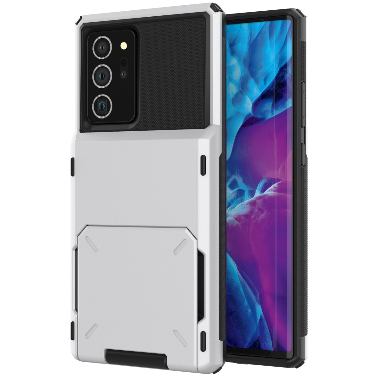 Armor Slide Wallet Cards Holder Phone Case For Samsung Galaxy A750/A8/A9/Note 8/Note 9/Note 20/Note 20 Ultra/S20/S20FE/S20 Ultra/S20 Plus Shockproof - 380230 for Galaxy A 750 / White / China Find Epic Store