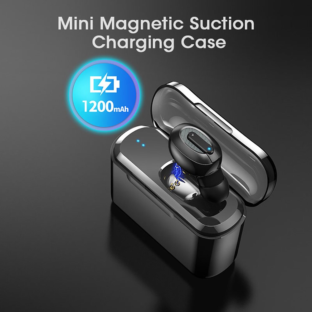 1Pc Wireless Monaural Earphone Bluetooth V5.0 Mini In-Ear Earbud Stereo Earphone with 1200mAh Charging Case for All Smartphone - 63705 Find Epic Store