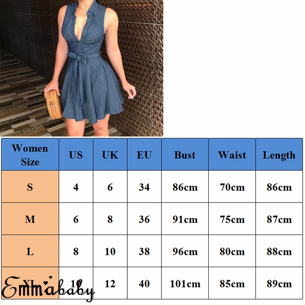 Women Sleeveless Blue Denim - 200000347 Find Epic Store