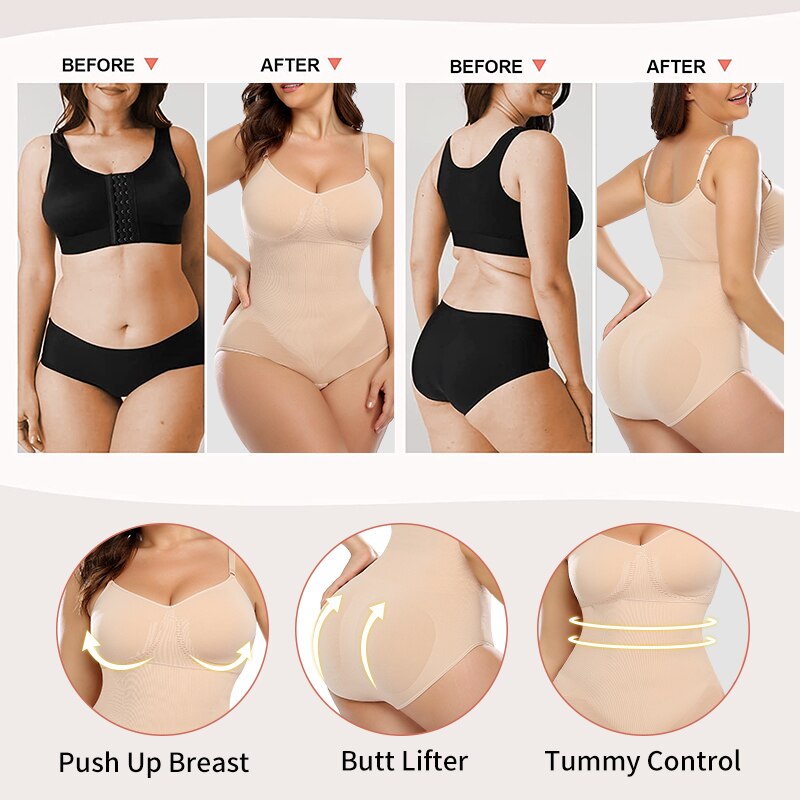Seamless Shapewear Bodysuit for Women Tummy Control Butt Lifter Body Shaper Smooth Invisible Under Dress Slimming Underwear - 0 Find Epic Store
