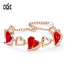 Rose Gold Color Charm Link Chain Bracelets with Fashion Heart Shaped Crystal - 200000147 Find Epic Store