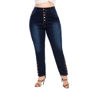 5XL Plus Size High Waist Pocket Button Jeans - 200000361 Blue / L / United States Find Epic Store