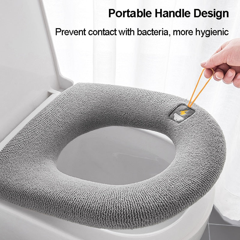 Winter Warm Toilet Seat Cover Closestool Mat 1Pcs Washable Bathroom Accessories Knitting Pure Color Soft O-shape Pad Bidet Cover - 0 Find Epic Store