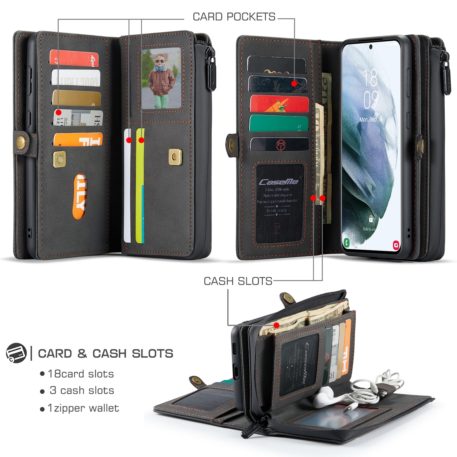 Detachable Wallet Case for Samsung Galaxy S21 Ultra S21+ 5G Leather Case Luxury Magnetic Card Holder Retro Cover for S21 5G - 380230 Find Epic Store