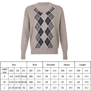 Oversized Argyle Plaid Y2k Top Woolen Fashion Rhombus Printing Loose Sweater - 201240203 S / United States / Brown Find Epic Store