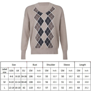 Argyle Long Sleeve Ribbed Knitted Sweater - 201240203 S / United States / Dark Grey Find Epic Store