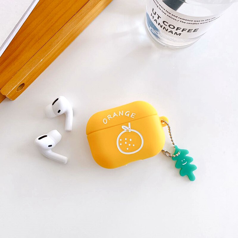 For airpods Pro Case protector fruit earphone Cover shell liquid silicone Case Anime dog Accessories for apple funny airpod Case - 200001619 United States / yellow tangerines Find Epic Store