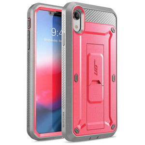 For iPhone XR Case 6.1 inch UB Pro Full-Body Rugged Holster Phone Case Cover with Built-in Screen Protector & Kickstand - 380230 PC + TPU / Pink / United States Find Epic Store