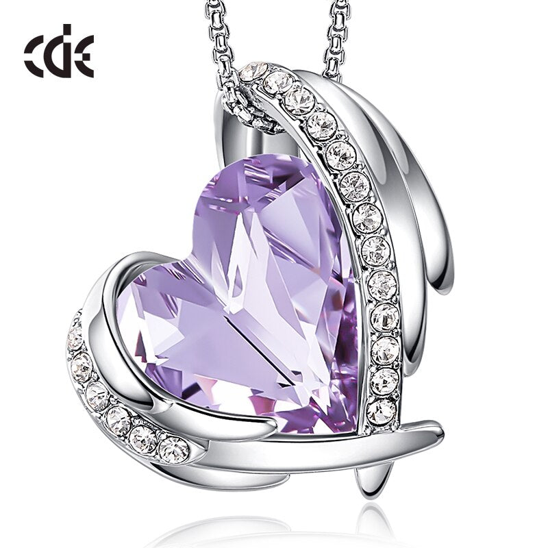 New Arrival Bohemia Heart Pendant Necklace with Crystals Angel Wings Necklace - 100007321 Lavender / United States Find Epic Store