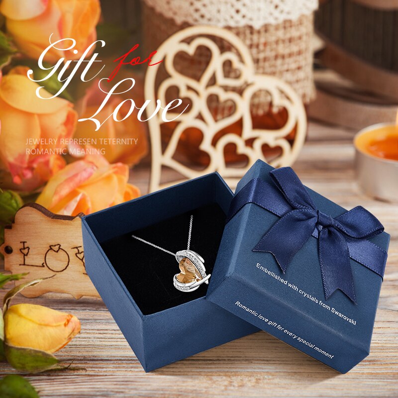 Charming Heart Pendant with Crystal Silver Color - 100007321 Caramel in box / United States Find Epic Store