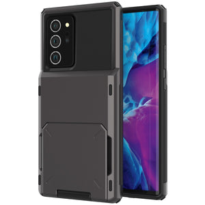 Armor Slide Wallet Cards Holder Phone Case For Samsung Galaxy A750/A8/A9/Note 8/Note 9/Note 20/Note 20 Ultra/S20/S20FE/S20 Ultra/S20 Plus Shockproof - 380230 for Galaxy A 750 / Black / China Find Epic Store