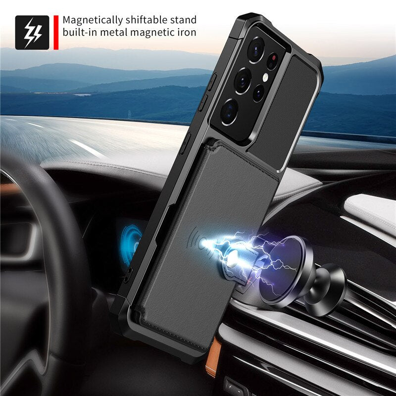 Car Magnetic PU Leather Wallet Phone Case for Samsung Galaxy Note 20 S10 S20 Ultra S9 Plus Note 10 Soft TPU Shockproof Cover - 380230 Find Epic Store