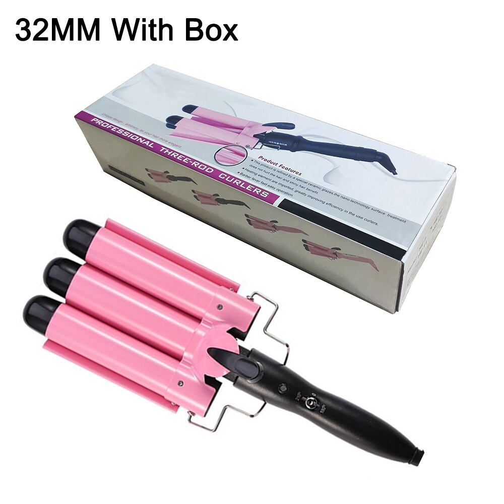Automatic 3 Barrels Hair Curling Iron Tong Perm Splint Ceramic Hair Curler Waver Curlers Rollers Styling Tools Hair Styler Wand - 200001210 United States / 32MM Power With Box / US Find Epic Store