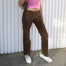 High Waist Casual Solid Brown Pants - 200000366 Find Epic Store