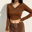 Long Sleeve V-Neck Crop Top - 200000791 Find Epic Store